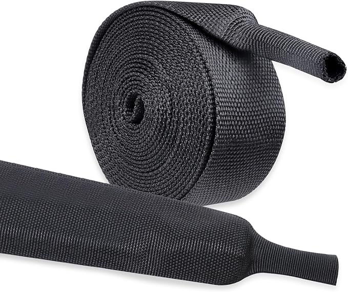 Heat Shrink Braided Sleeving, 2:1 Ratio Shrinkable Fabric Tubing Sleeve Abrasion Protection Cable Wire Sheath (3/4"-25ft)