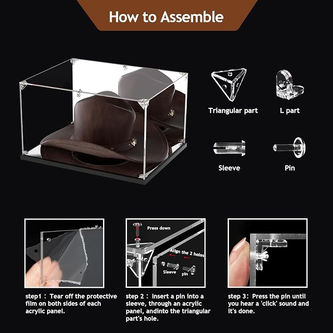 3MM Clear Acrylic Display Case, Cowboy Hat Showcase, Panama & Tweed Organizer - Image 6