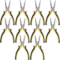SINJEUN 10 Pack 8 Inch Needle Nose Pliers, Long Needle Nose Pliers with Wire Cutter, Insulated Handle Side Cutting for Cutting and Bending Wire