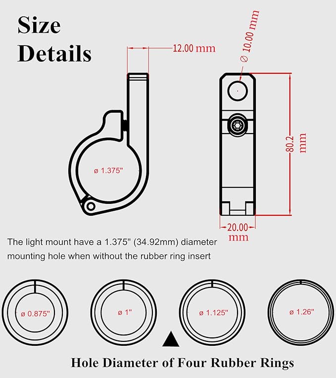 BRCOVAN Light Bar Mounts 2PCS, Aluminum Alloy Off-Road LED Light Mounting Bracket, Fit for Round Rails 0.75" / 0.875'' / 1" / 1.125'' /1.26" / 1.375'' in Diameter, for Motorcycle ATV UTV Boat Truck