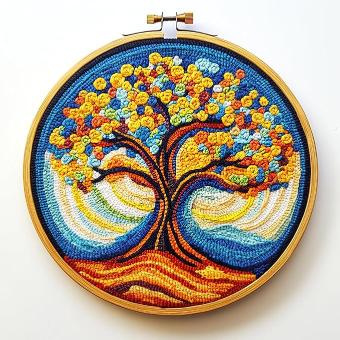Punch Needle Kits for Beginners Golden Life Tree 20x20cm-1 | Easy for Beginners by Unknown