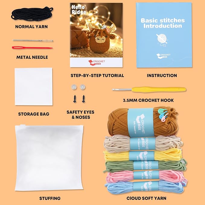 Crochet Kit for Beginners: Highland Cow Crochet Kit, Include Easy Knitting Soft - Image 3