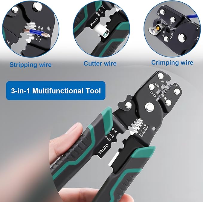 smseace 246pcs Crimping Tool with Fork Spade Connectors 3-Sizes M4/#8 22-10AWG Wire Fork Connectors U-Type Terminal Multifunction Wire Crimping Tool