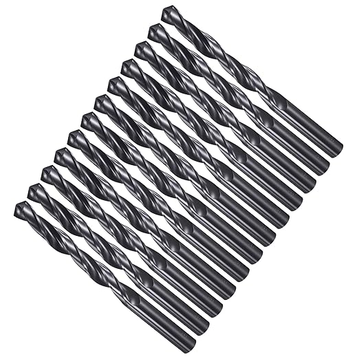 Drill Bit, 29/64" Cutting Diameter, 4241 HSS Nitriding Black 118° Cutting Angle Versatile Jobber Bits - (Applications: for Drilling Plastic Wood Soft Metal), 12-Pieces