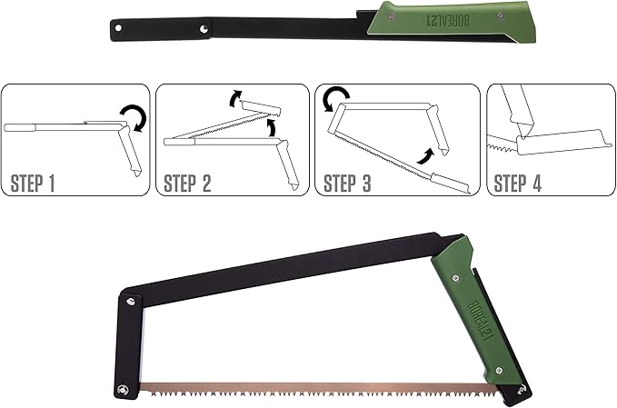 AGAWA - BOREAL21 Backwoods Kit - 21 Inch Folding Bow Saw, 21" Premium Leather Sheath, Additional 21" Aggressive Blade (Black Frame - Green Handle)