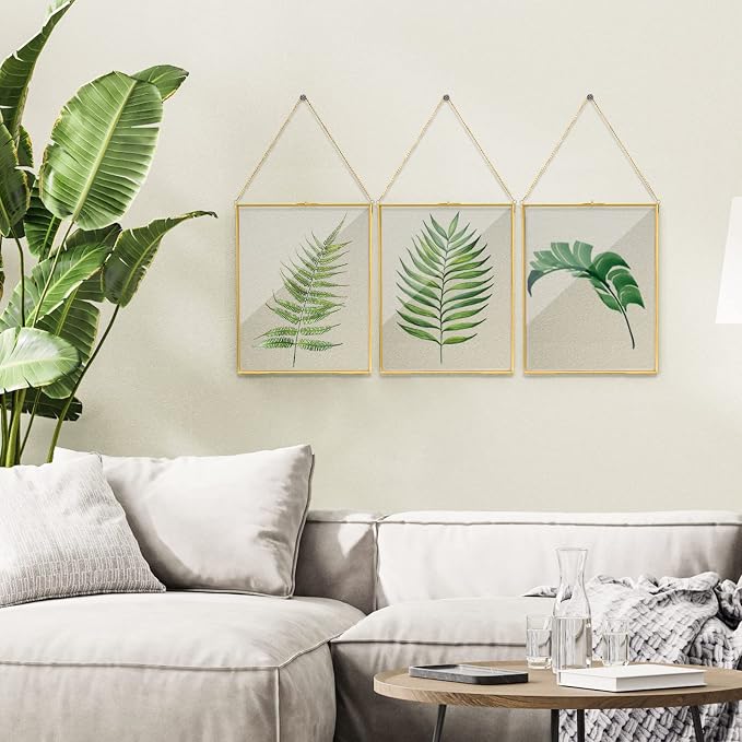 AVLA Brass Hanging Photo Frame, 11x14 Inch Double Glass Floating Display - Image 6