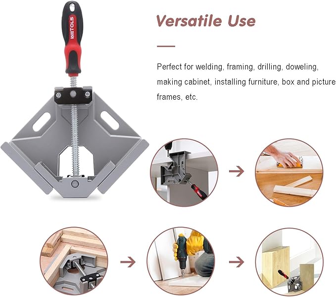 WETOLS Corner Clamp for Woodworking 4PCS 90 Degree Right Angle Clamp with Adjustable Aluminum Alloy Swing Jaw, Single Handle Clamps for Woodworking, Photo Framing, Gifts for Men Dad