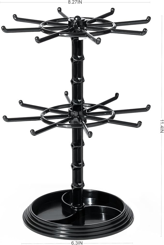 2 Tier Rotating Jewelry Display Stand, Necklace Holder, Jewelry Tree Stand - Image 2