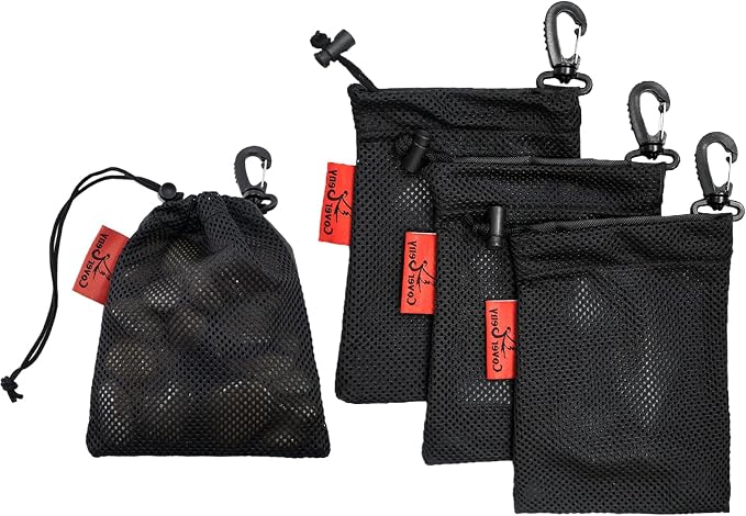 Mesh Foraging Bags with Clip, 4 Pack Drawstring & Toggle Closure Foraging Pouch by CoverGeny