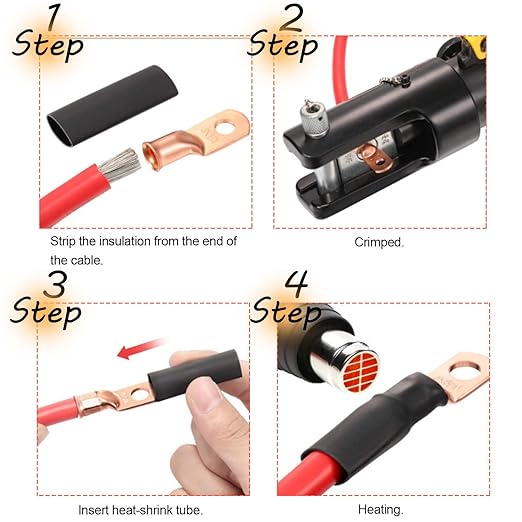 4 AWG 5/16" Stud (10 pcs.) Battery Ring Terminals, 4 Gauge Wire Lugs, Tubular Ring Terminal Connectors, Tinned Copper Eyelets