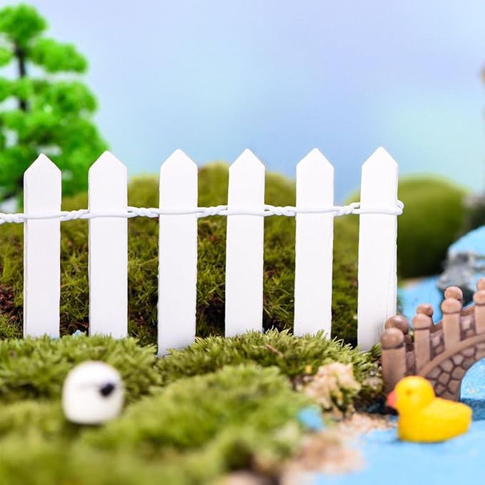 35 Inches White Mini Fairy Garden Fence Small Wood Decorative Picket Fence DIY - Image 6