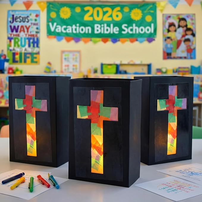 Resurhang 16 Set 2026 VBS Cross Lantern Craft Kit DIY Illumination Theme Faux - Image 4
