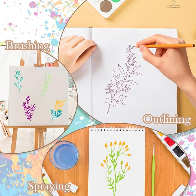 LLOUSSAK 24Pcs Flower Stencils for Painting, Leaf Stencil for Flower Leaf Crafts - Image 3