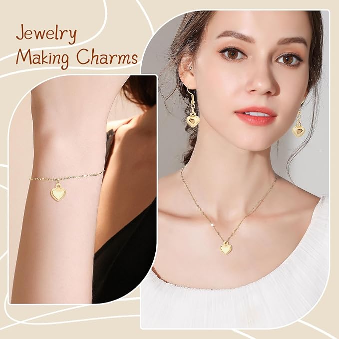 MARFOREVER 40 Pcs 18K Gold Heart Charms - Image 5