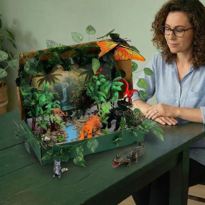 Teyva Daily 48 Pcs Rainforest Diorama Kit Habitat Project Box Set Rain Forest - Image 2