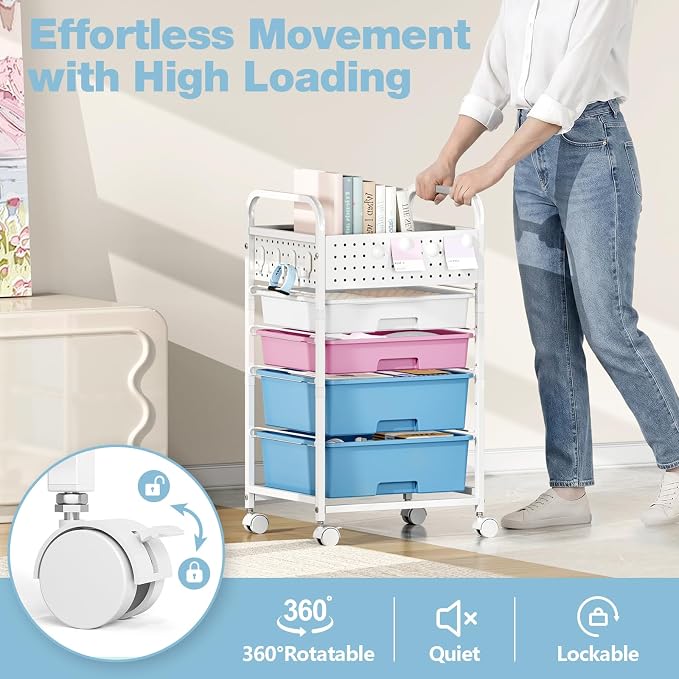 4 Drawer Rolling Storage Cart - Image 5