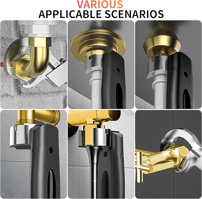 Bathroom Wrench,Adjustable Double-Ended Wrench,Multi-Functional Heads Hand Tool for Water Pipe Repair & Home Accessories,Universal Pipe Tool for Connecting Pipes/Faucets/Shower/Valves