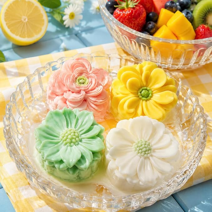 4 Pack 3D Flower Silicone Molds, DIY Candle Soap Making Cake Decorating | - Image 6