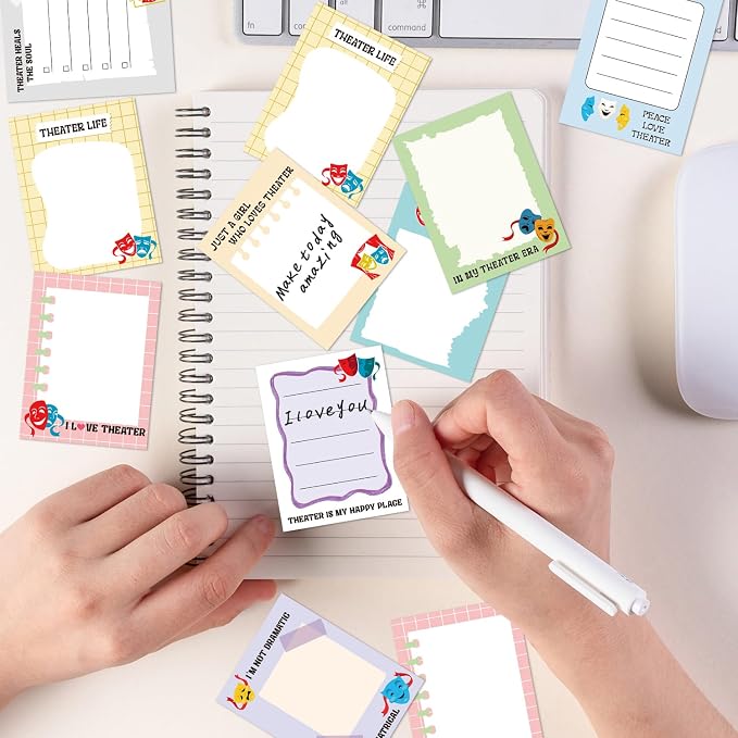 Drama Sticky Notes Gifts, 9 Pack Theater Notepads 3x4 Inches, Musical Clown - Image 6