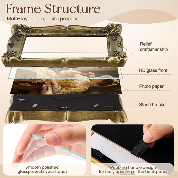 8 Pcs Vintage Picture Frames Set - Image 3