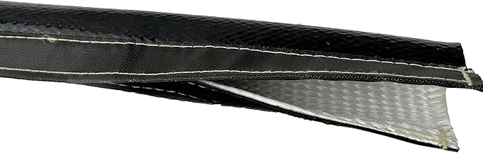 3/4 ID Fire Wrap 25" Length Heat Shielded Protection Sleeve Fire Thermo Armor Silicone Coated Fiberglass Hose 2 feet Length for Wires, Hoses, etc. (with Hook and Loop Closure)