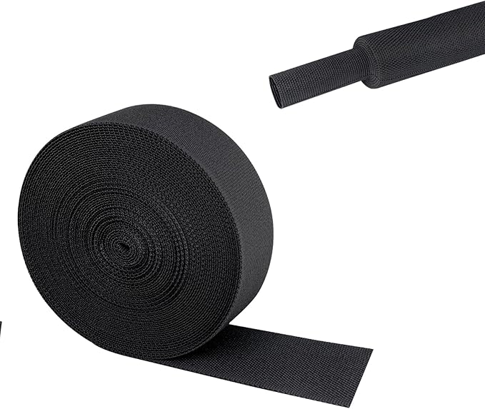 2 in 1 Heat Shrink Braided Sleeving Fabric Tubing-Perfectly fit Irregular Shape Hose/Cable/Wire (1"(25mm), 32FT)