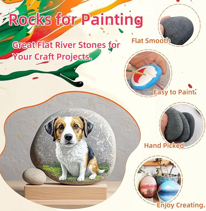12PCS Large Painting Rocks, 3“-4” River Rocks - Image 4