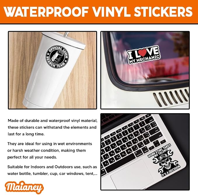MAIANEY Mechanic Sticker Pack for Toolbox Garage Laptop – Funny Mechanic Decals - Image 3