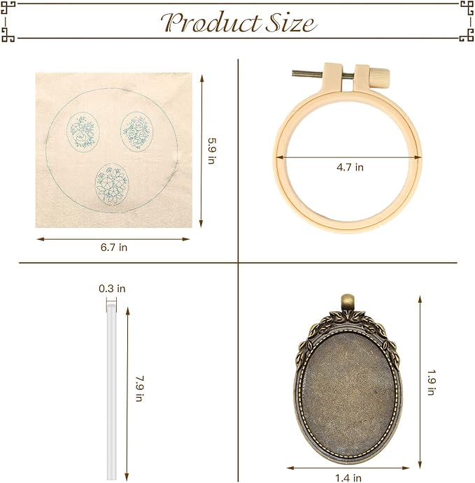 ZOCONE 3 Packs Embroidery Necklace Kit, Embroidery Pendant Kits Mini Cross - Image 3