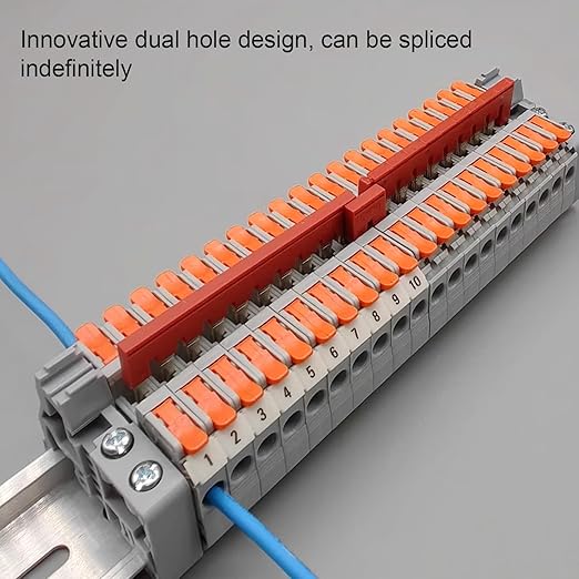 50Pcs KV2.5 Terminal Blocks, 28-12 AWG Compact Wire Conductor Wiring Connectors, DIN Rail Mounted Terminal Blocks, CE