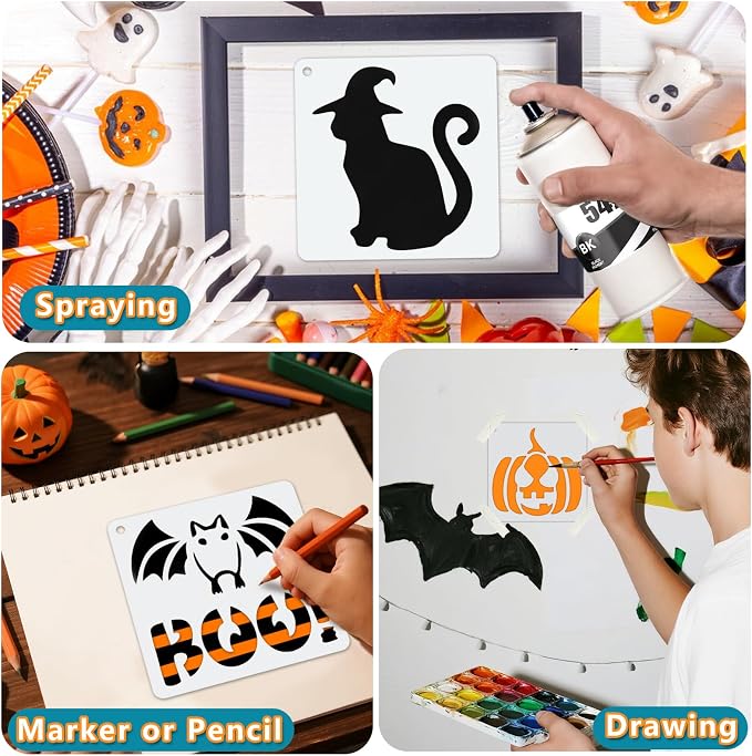 72 PCS 3x3 Inch Halloween Stencils - Image 8