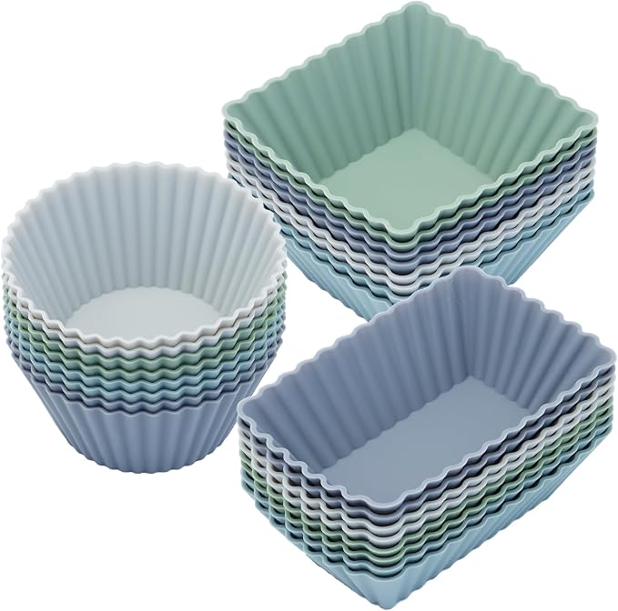 24Pack Silicone Muffin Cups, Reusable Cupcake Liners Molds by SAWNZC