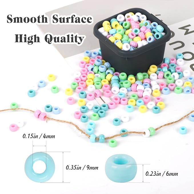 Simetufy 1200 pcs Pony Beads Macaron Pastel Colored Beads - Image 3