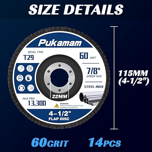 14 Pack of Flap Discs 4 1/2 for Angle Grinder Grit 60 Type 29 Zirconia Grinding Wheel for Wood Metal Sanding