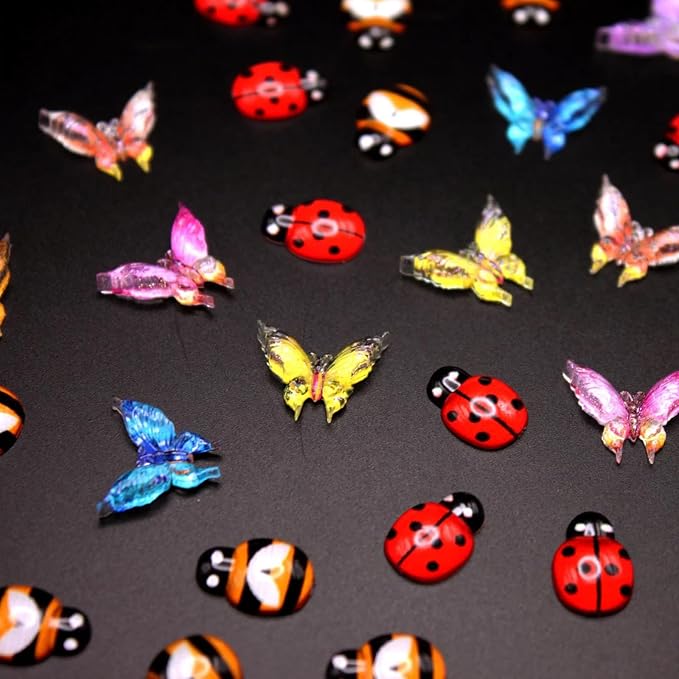Miniature Micro Resin Ladybug Butterfly Bee Set, Dollhouse Miniature Flatback - Image 5