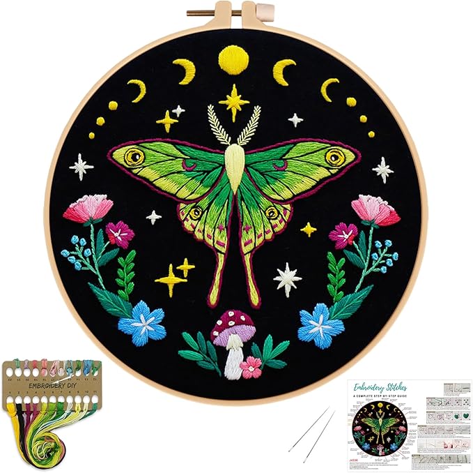 Nuberlic Moth Embroidery Kits for Beginners by Nuberlic