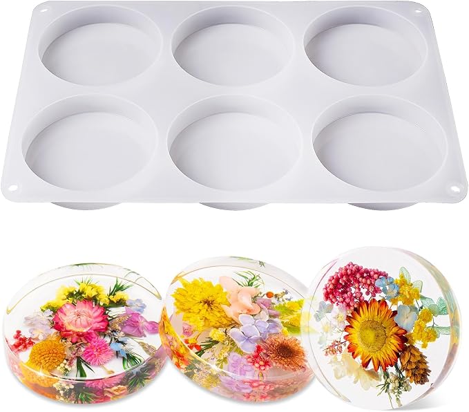 LET'S RESIN Extra Deep Resin Coaster Molds Silicone, 4 Inches Large 6 Cavity by LETSRESIN