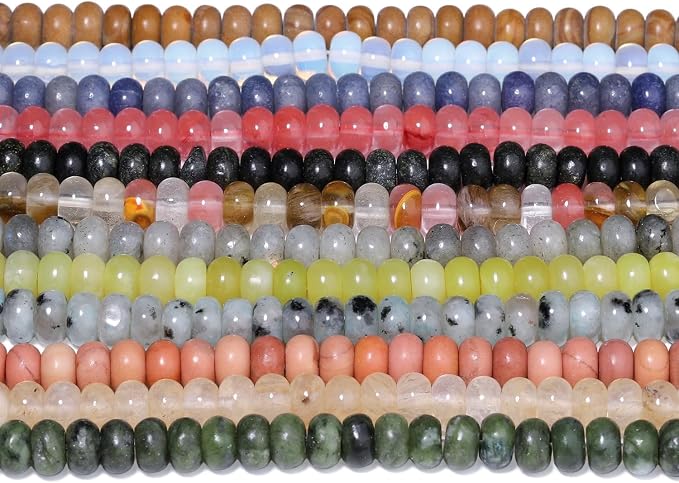 Songxi 5x8mm Natural Gold Rutilated Quartz Stone Rondelle Beads, Gemstone - Image 7