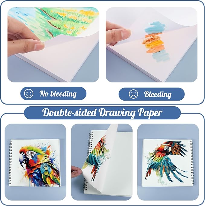 135lb/200gsm Marker Paper Pad, 8.3×8.9in Double Sided Bleedproof Sketch Pad - Image 5