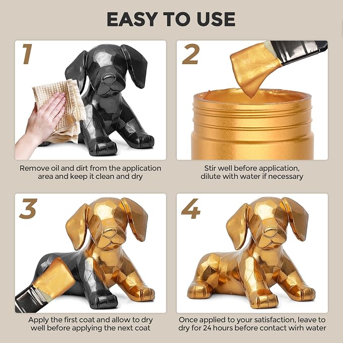 Nicpro Metallic Gold Acrylic Paint, 8.45oz/250ml Large Gold Leaf Paint | Non - Image 7