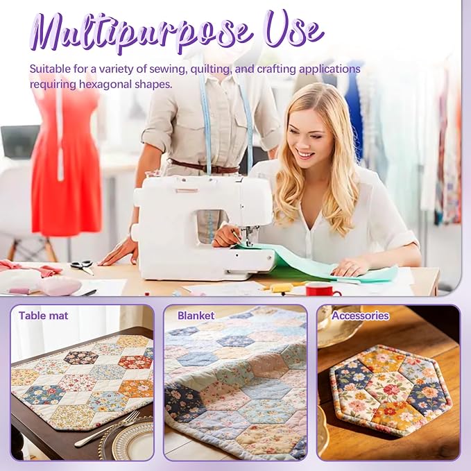 500 PCS Hexagon Piecing Paper Templates, Quilting Templates Accessories - Image 5