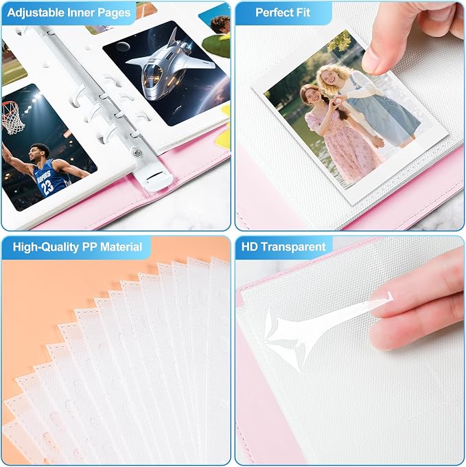 4 Pocket Trading Card Binder Holds 200 Cards, 25 Removable Double-Sided Sleeves - Image 6