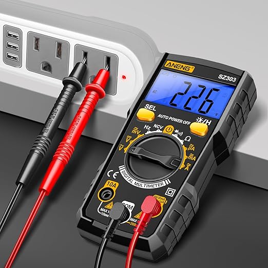 Digital Multimeter Tester, Ohm Volt Amp Test Meter, DC AC Voltmeter and Continuity Test Diode Voltage Tester for Automotive Battery Test Household Outlet (Black)