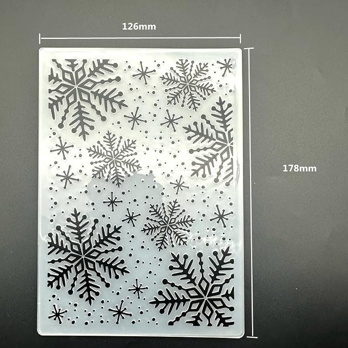 3D Plastic Embossing Folder Template Christmas and Winter Snowflakes Texture - Image 3