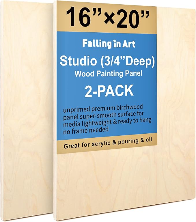 Falling in Art 2 Pack 16x20 Unfinished Birch Wood Panels Kit by FallinginArt