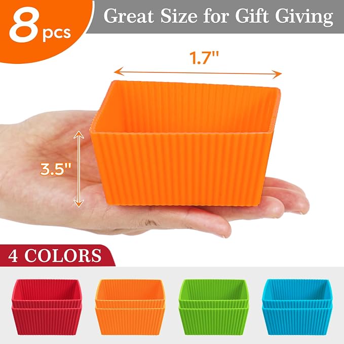 Webake 3.5 Inch Jumbo Baking Cups Reusable Silicone Square Cupcake Liners - Image 5