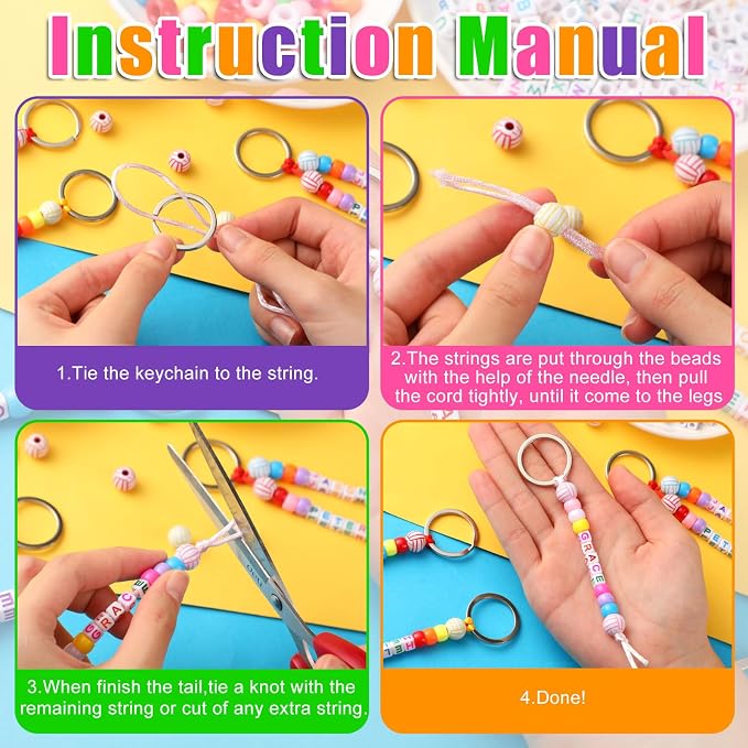 Landical 564 Pcs DIY Bead Keychain Kit Key Chain Making Craft Adjustable Letter - Image 2