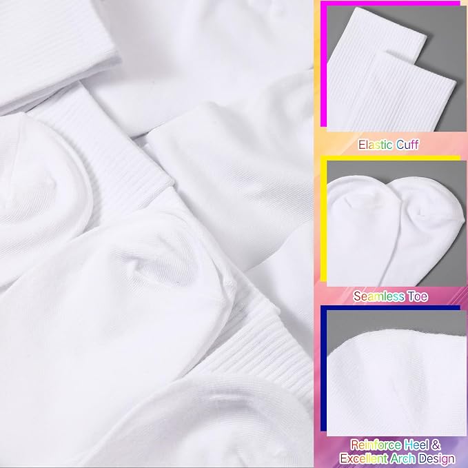Syhood White Cotton Crew Socks for Tie dye Party Casual Soft Cushion Novelty - Image 3
