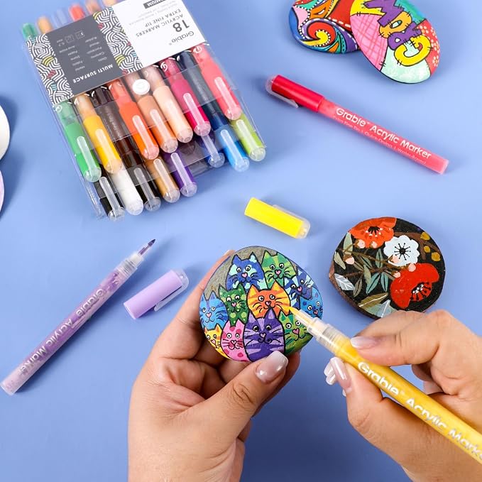 Grabie Acrylic Paint Pens Markers, 0.7 mm, Extra Fine Tip Drawing Markers - Image 7