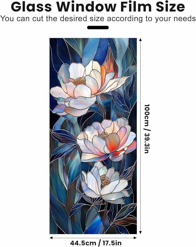 Stained Glass Window Privacy Film: Non-Adhesive Sun and Landscape Mosaic Design - Image 2